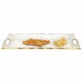Tarifa 7 x 20 in. Hand Decorated Scalloped Edge Gold Leaf Tray with Cut Out Handles TA3084837